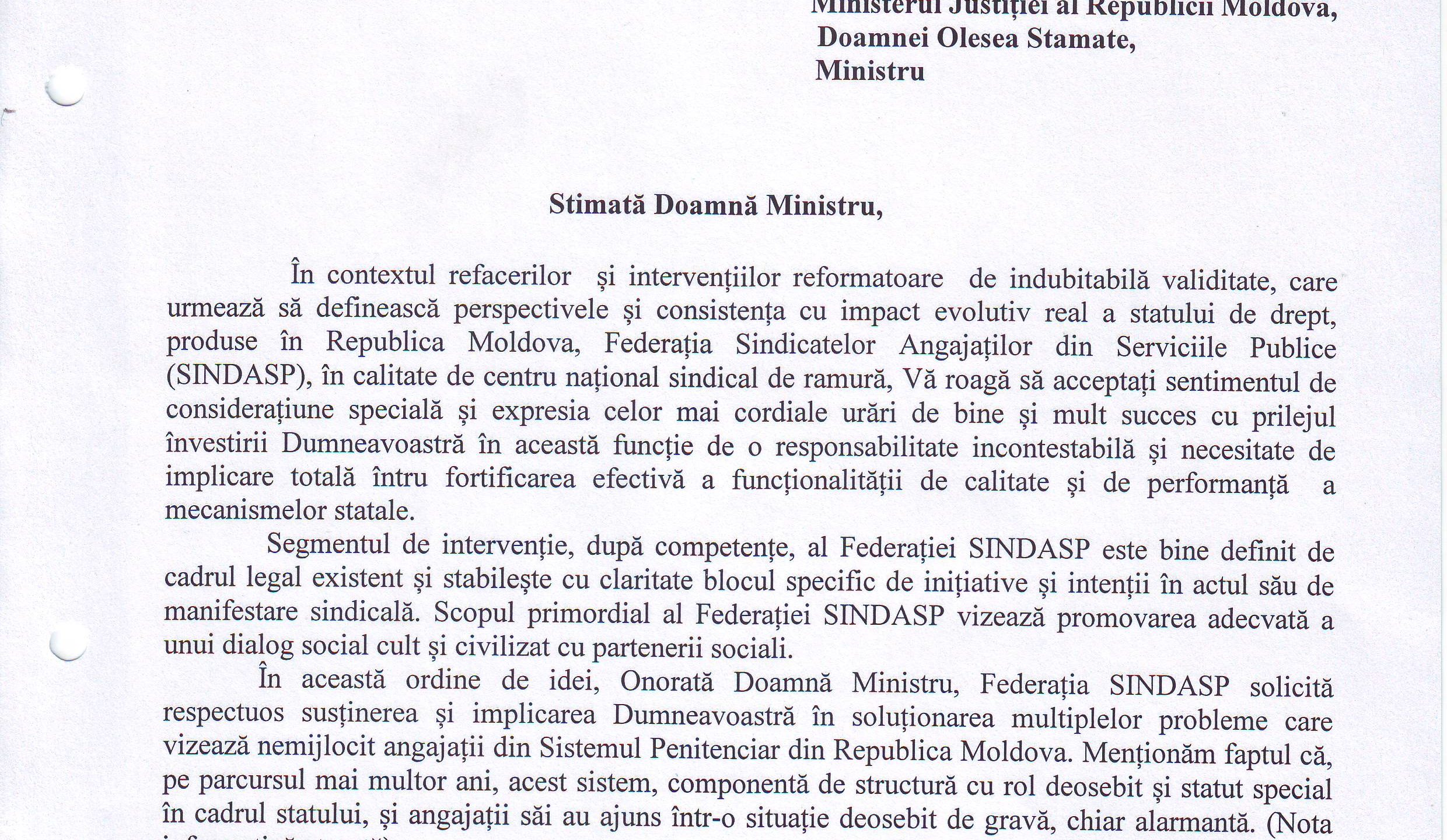 Inițiativa Federației SINDASP întru ameliorarea situației privind condițiile de muncă în sistemul penitenciar din Republica Moldova