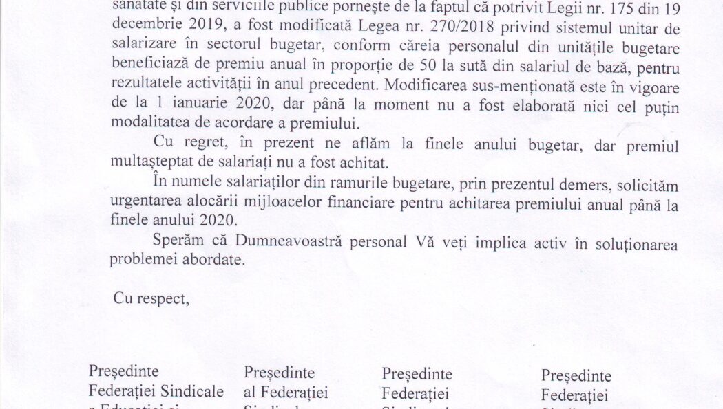 În numele membrilor de sindicat SINDASP!