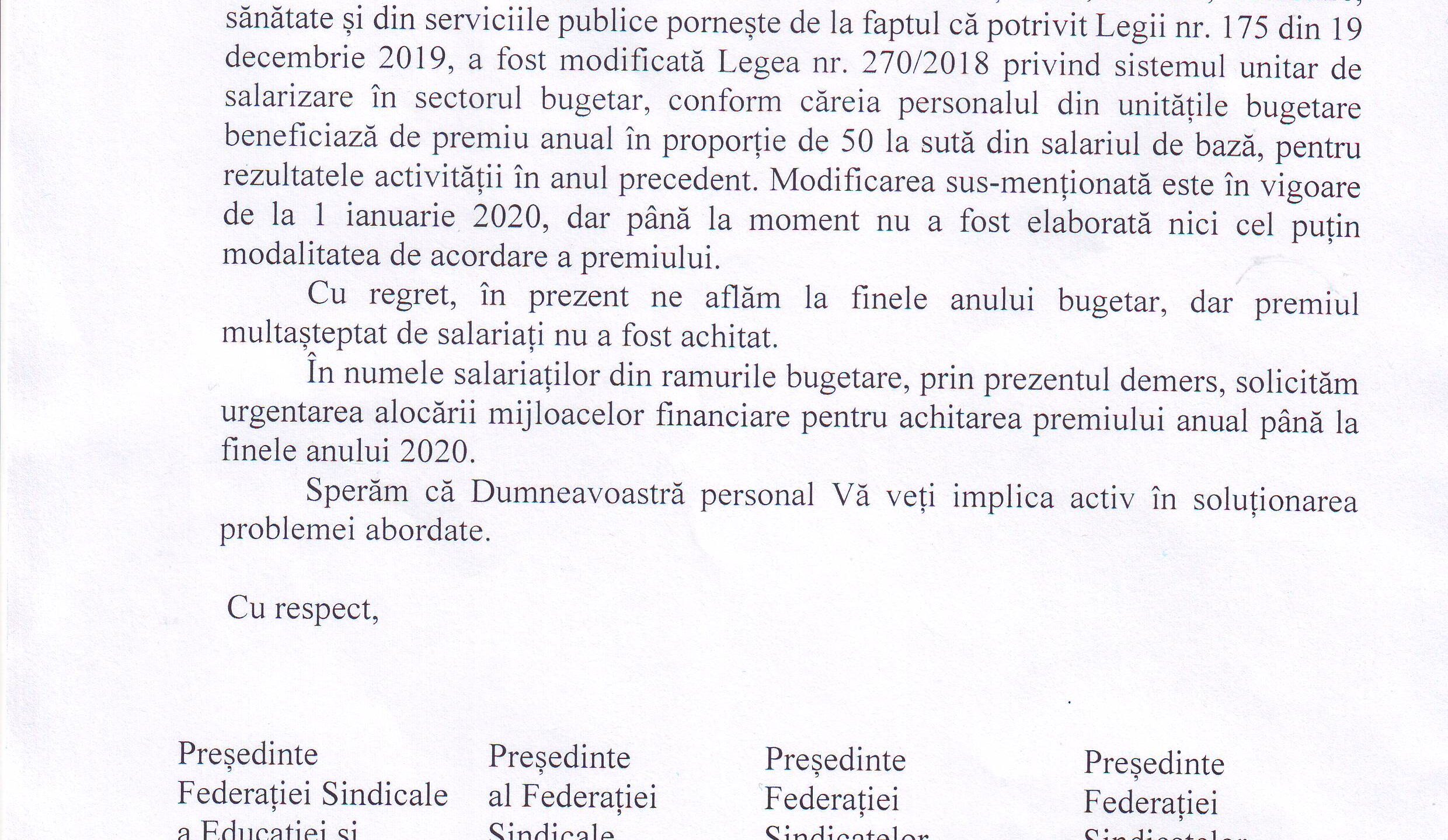 În numele membrilor de sindicat SINDASP!