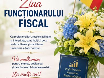 Mesaj de felicitare cu ocazia sărbătorii profesionale „Ziua funcționarului fiscal”