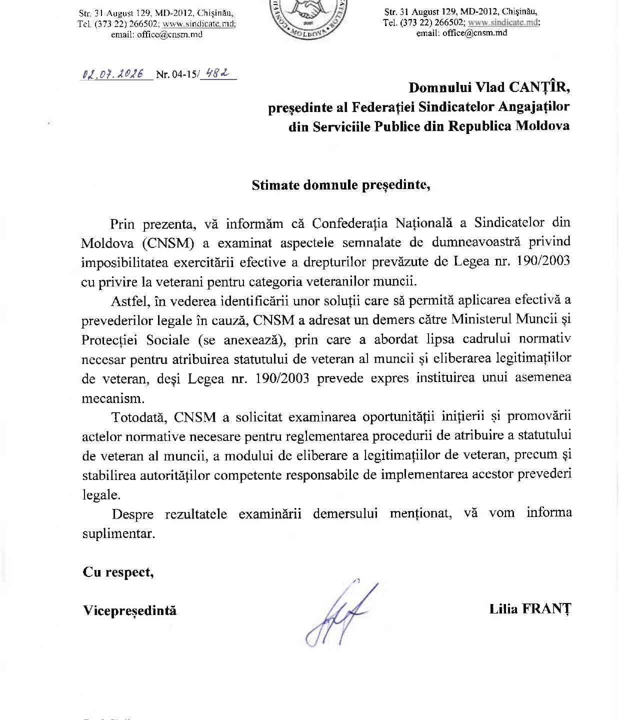 Propuneri pentru Legea 190/2003 pentru categoria veteranilor muncii