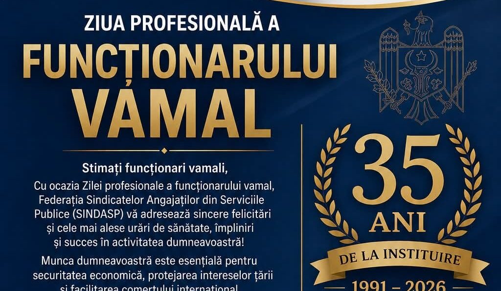 Mesaj de felicitare cu prilejul Zilei profesionale a funcționarului vamal